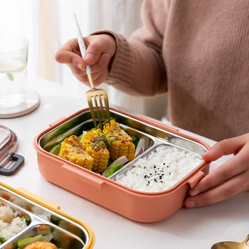 

Portable Bento Box Stainless Steel Compartment Lunch Box Office Worker With Lunch Box Set