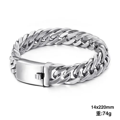 KB41460-D KALEN 22 см из нержавеющей стали серебряный звено цепи браслет для мужчин тяжелый массивный кубинский браслет байкера ювелирные аксессуары в стиле панк - Окраска металла: KB41460-D