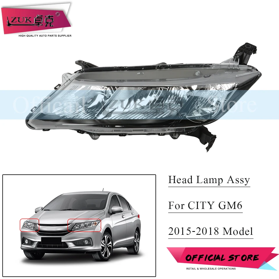 ZUK Headlamp Headlight Head Lamp Light Assy For HONDA CITY GM6 2015 2016 2017 2018 33150-T9A-H01 33100-T9A-H01 HALOGEN | Автомобили и