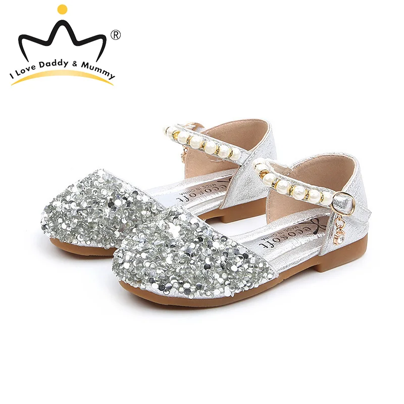

New Princess Baby Girls Shoes Cute Shining Sequin Pearl Dance Shoes Breathable Children Kids Casual Shoes