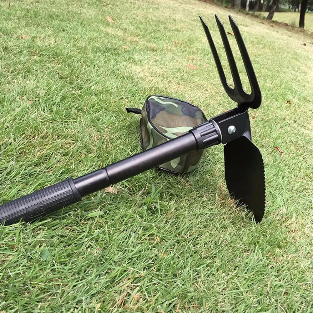 

Outdoor Camping Tool Small Folding Shovel Multi Purpose Engineering Shovel Hoe Saw With Compass Camping Tools Accessories