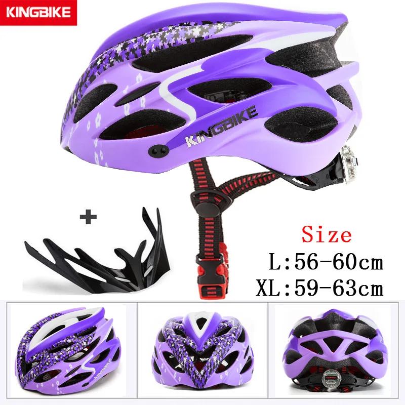 KINGBIKE мужской женский чехол для велосипедного шлема со светодиодный светильник велосипедный дорожный велосипедный шлем горная дорога ультра светильник шлемы mtb велосипедный шлем - Цвет: S-656-purple