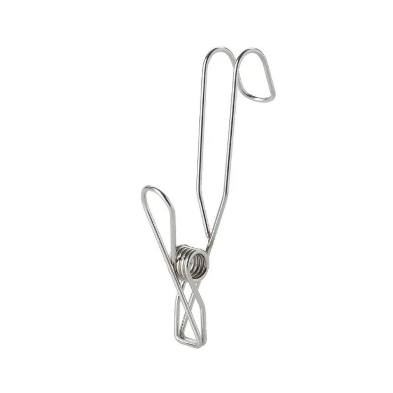 

10 Pcs Stainless Steel Laundry Hanging Clip Hook Clothes Peg Boot Hanger Towel Holder Paper Files Binder Clip Snack Seal Storage