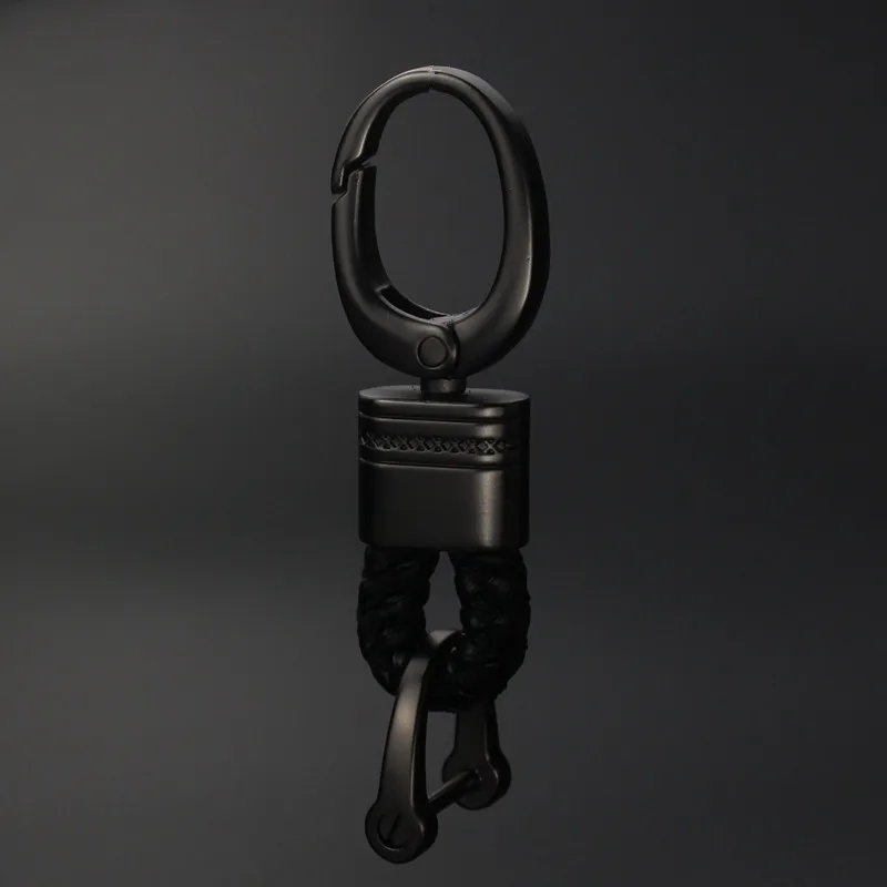 

High Quality Keychain For Car Key Chains Hand Woven Leather Rope 360 Rotating Removable Meta Keyring Holder Pendant Men Gifts