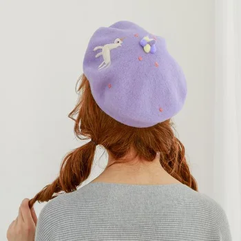 

Handmade custom wool felt ladies beret Handmade painter hat Round autumn winter ladies beret Valentine's day gift handmade new