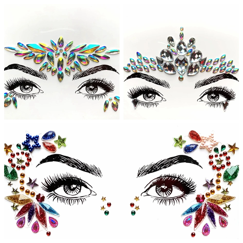 DIY Flash Crystal Eye стикер Бохо драгоценные камни для лица украшения акриловая смола дрель макияж инструменты боди-арт для шоу сценическая паста