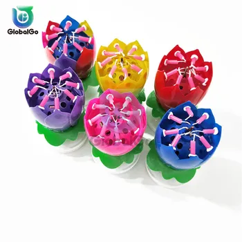 

Flower Musical Candle Happy Birthday Music Cake Art Candle Lights Kids Gift Wedding Party DIY Cake Decoration