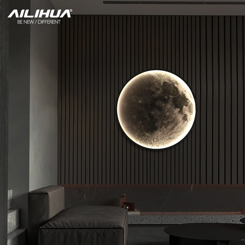 Modern simple bedside wall lamp net red creative living room bedroom moon mural new balcony stair aisle lamp led light led wall lamp wall light