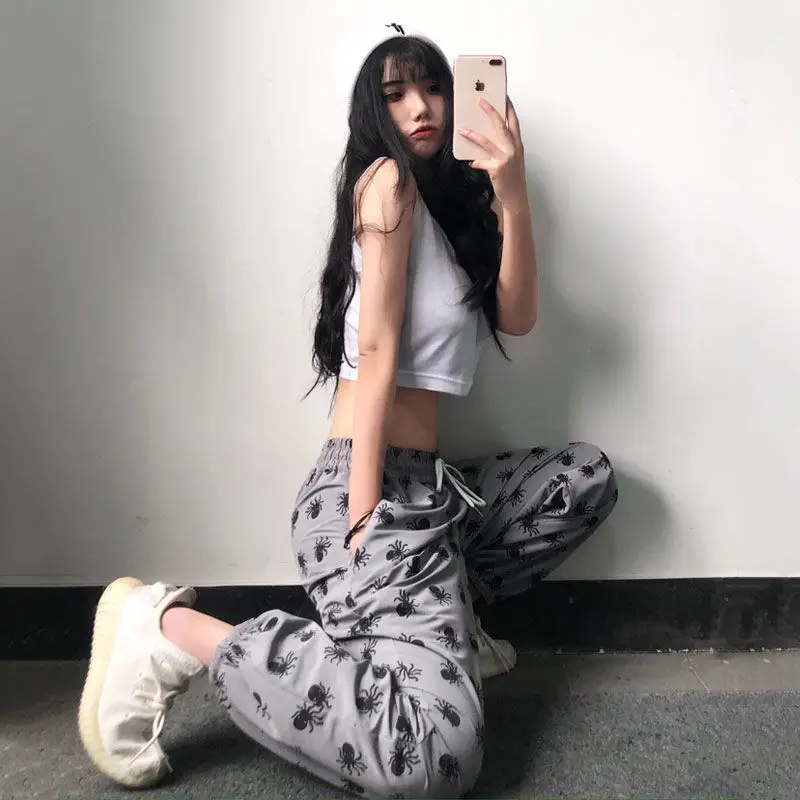 HOUZHOU Sweatpants Women Korean Style Harajuku Pants Streetwear Women Joggers Autumn Fashion Track Pants Women Print Trousers
