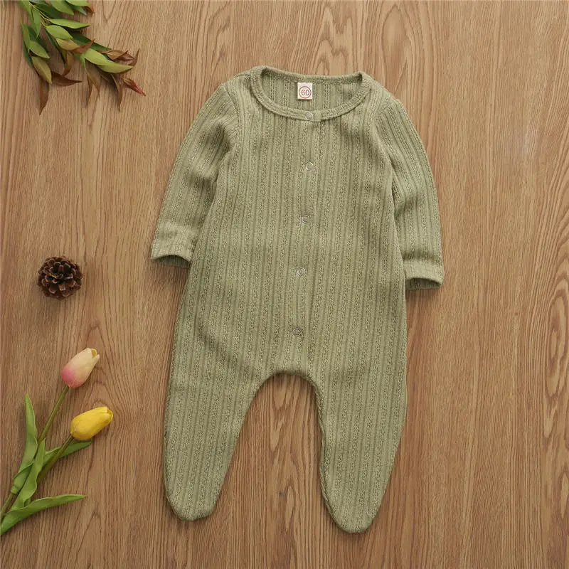 Infant Baby Knitted Footies for Boys Girls Kid Newborn Cotton Clothes Long Sleeve Jumpsuit Toddler Autumn Winter Outfit 0-9M