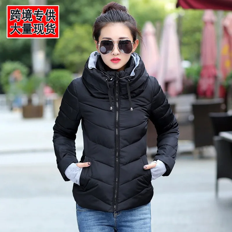 

Down Feather Cotton-padded Clothes European and American Popular Cotton-padded Clothes Women's Short Stand Collar 2020 New Thick