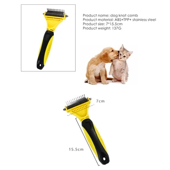 

New Stainless Double-sided Pet Cat Dog Comb Brush Professional Large Dogs Open Knot Rake Knife Pet Grooming Products 5
