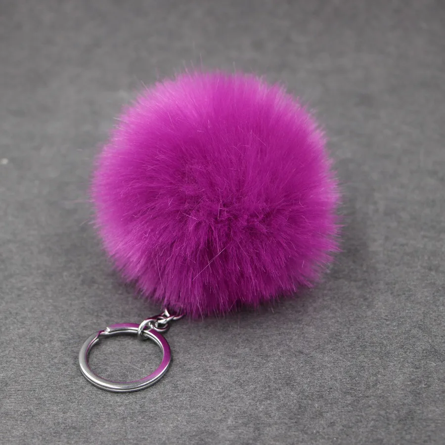 LLavero de felpa de bola de lana púrpura para mujer, colgante de pompón de bola sencilla, Animal Artificial, bolsa de coche, juguete, 1 Uds.