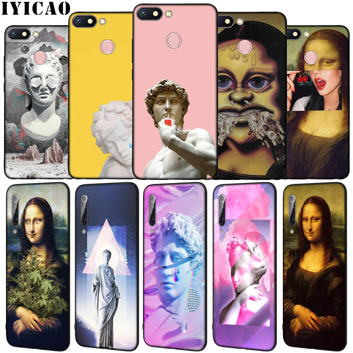 Art Mona Lisa David Soft Silicone Phone Case for Xiaomi Redmi Note 8 8T 8A 7 7A 6 6A 5 5A GO S2 K30 K20 Pro Black TPU Cover | Мобильные
