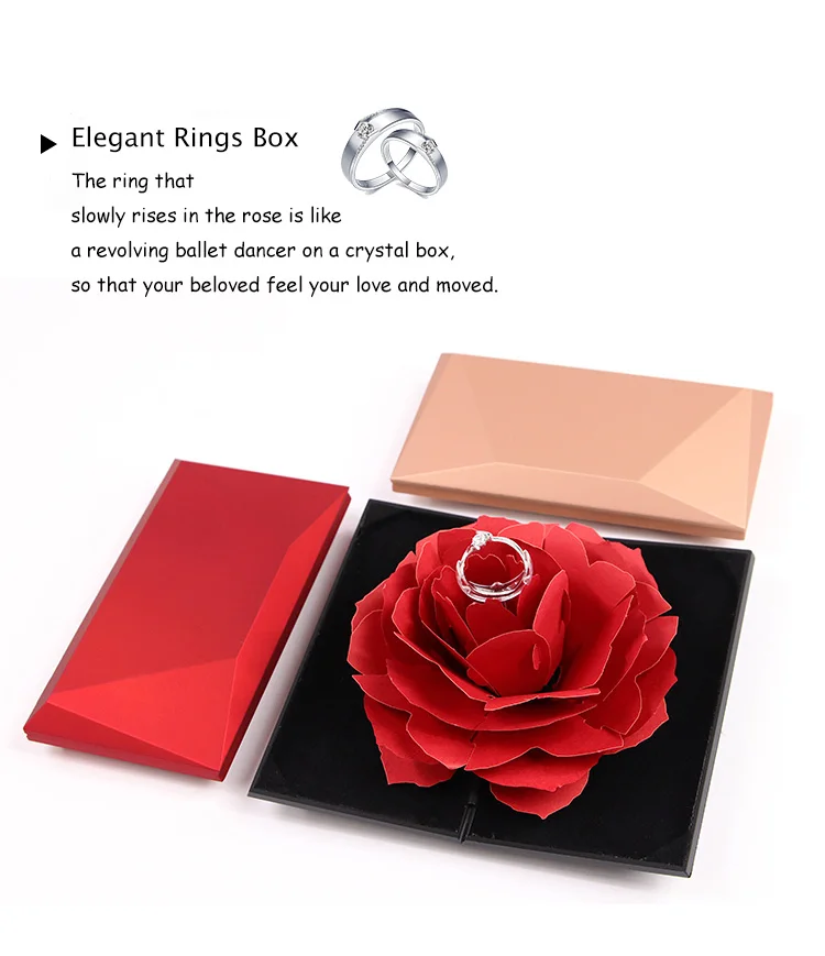 Unique Pops Up Rose Wedding Engagement Rings Box Surprise Jewelry Storage Holder Valentine'S Day Best Gift Boxes For Women Rings 16 C89F44Cce912F84A