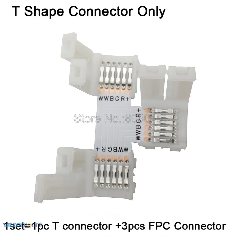 5pcs L T Форма 6-Pin 6pin RGB+ CCT светодиодный разъем припой без сварки для подключения угловая под прямым углом 5050 RGB+ CCT Светодиодные ленты - Цвет: T Shape Connector