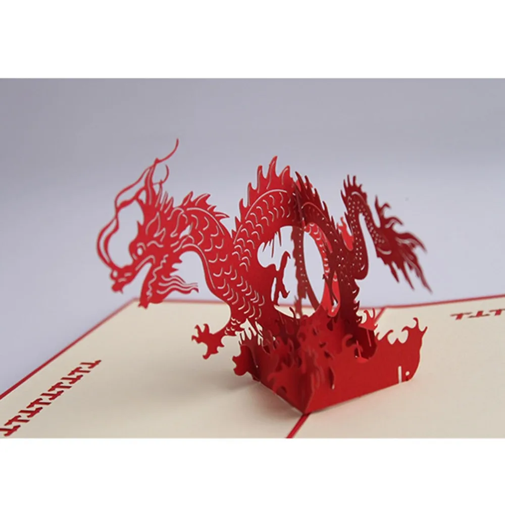  3D Pop Up Greeting Postcards Auspicious Dragon Greeting Card Paper Cards & Invitations Handmade Car - 4.00026E+12