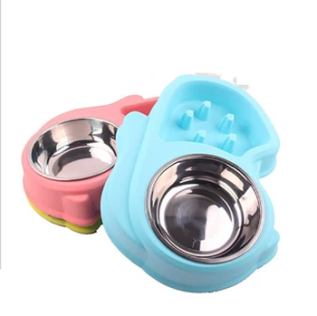 

Pet Anti-choking Bowl Pet Double Bowl Pet Water Fountain Double Mouth Bowl Dog Bowl Pet Stainless Steel Bowl Dog Food Bowl
