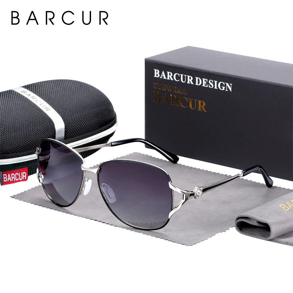 

BARCUR Round Sunglasses Women Gradient Lens Ladys Polarized Sun Glasses