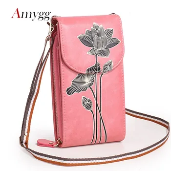 

New Fashion Printing Women Phone Bags Multi-pocket Women Crossbody Bags High Quality PU Leather Multifunction Ladies Wallet
