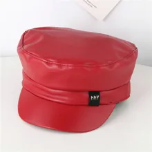 Детская кепка для девочек и мальчиков, унисекс, г. Модная Высококачественная плоская кепка, Одноцветный берет из искусственной кожи, Повседневные детские шапки