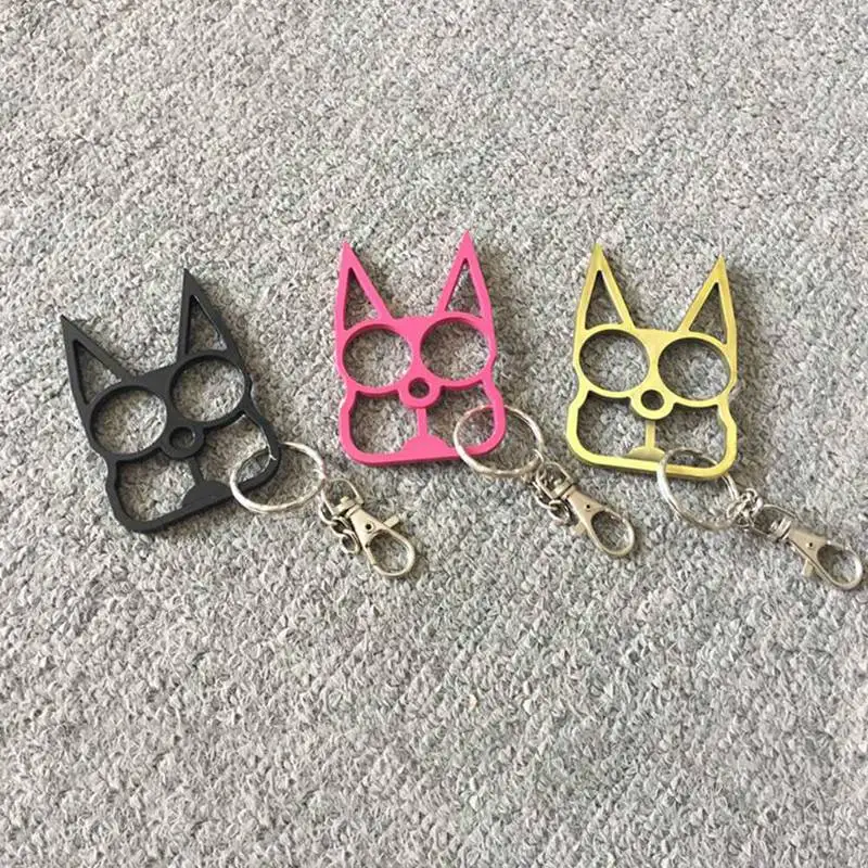 

Outdoor Key Chains Survival Two-finger Buckle Car Life-saving Hammer Cartoon Cat-eye Tiger Key Pendant Two-eyed Cat Ring