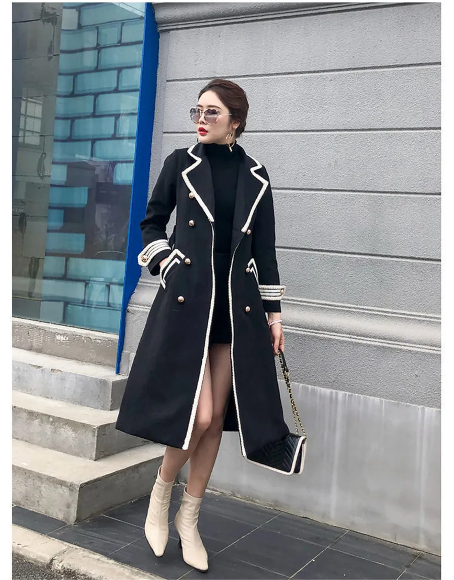 Moda coreana casaco de lã feminino outono