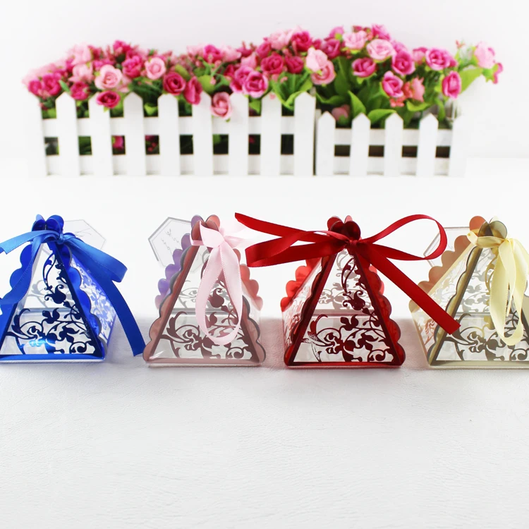 

10pcs pvc transparent triangular wedding candy boxes gift cases for wedding birthday party decor event party supplies casamento