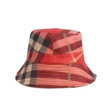 

Red Grid Luxury Bucket Hat Women Fashion Fisherman Outdoor Spring Summer Sunscreen Blue Cap Casual Ladies Basin Tup Party Caps