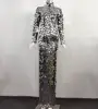 New Design Bling Full Mirrors Rhinestone Long Dress Women Evening Birthday Prom Celebrate Party Tail Dress Black Stage Costume ► Photo 2/6