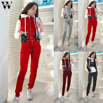 

Womail Tracksuit Women winter Three-Piece Set Sportswear Jacket Hoodies Sweatshirt+Pant New Female Elegant Sweatshirt Set Outfit