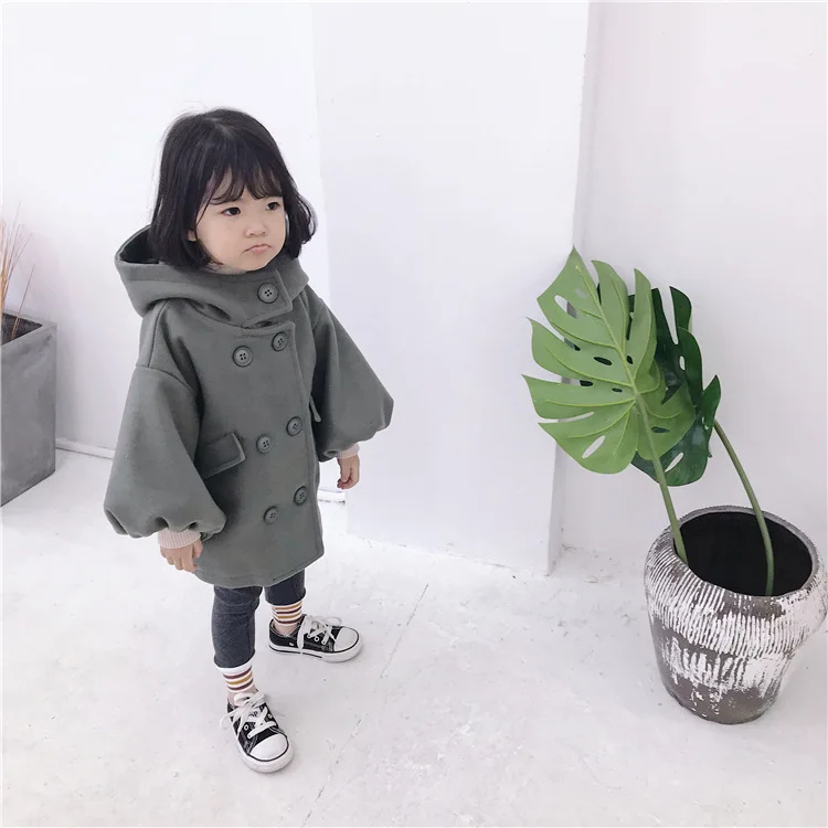 New winter Korean style personality wild long section warm thick woolen loosen hooded jacket outerwear for girls