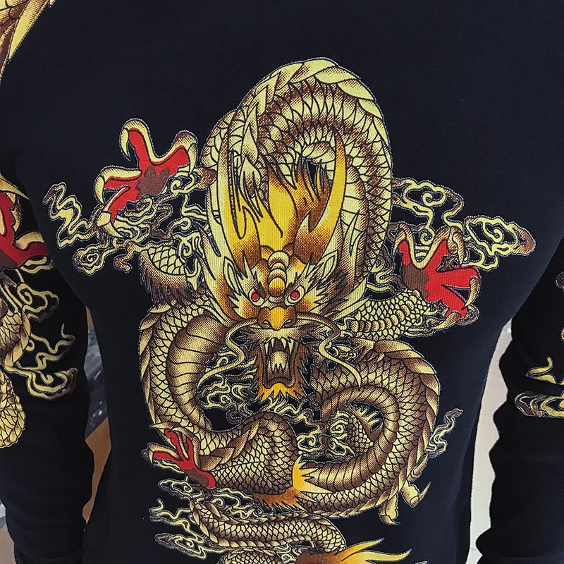 Роскошные Гуден Draak печать Trui Mannen Pullver Erkek Kazak Клубные вечерние сцены Kleding Mannelijke Trui Heren