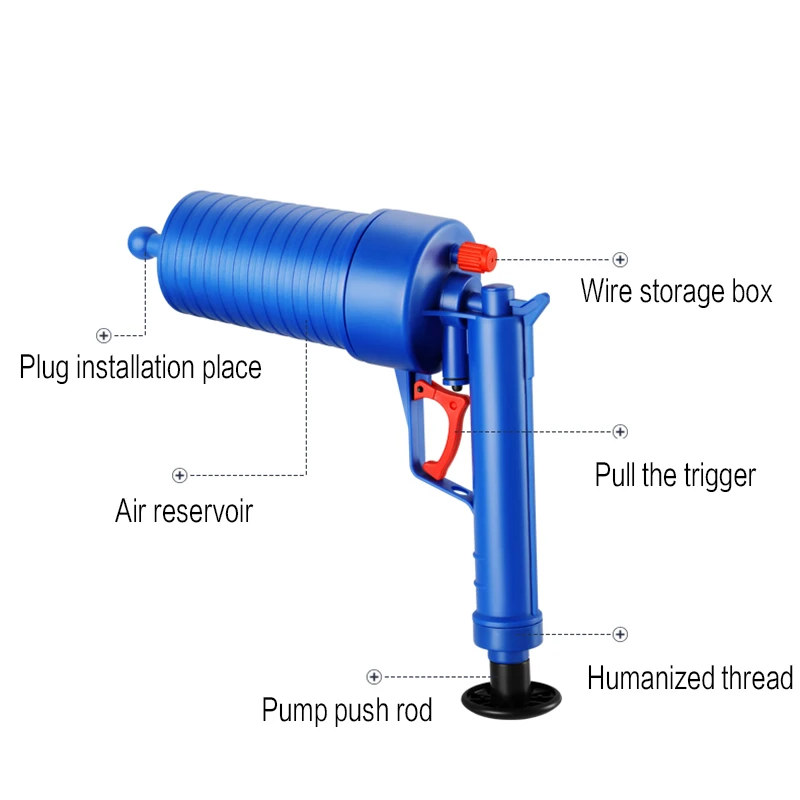 Toilet Air Power Drain Blaster Gun Manual Plunger Pipe Clog Dredger Remover Floor Drain Blaster Toilets Sink Bath Kitchen Clean