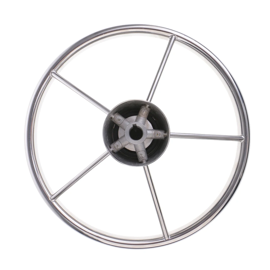 Heavy Duty 34.5cm Stainless Steel 5 Spokes 3/4'' Marine Boat Steering Wheel for Boats