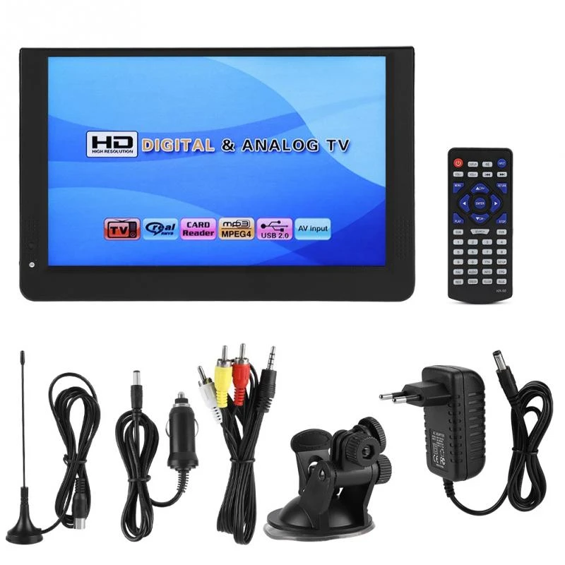 televisor Digital portátil para coche, Mini reproductor de 12 pulgadas de televisión Digital, resolución de 1280x800, LED para casa y coche|TV portátil| -