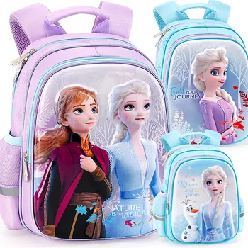 

3D Blue Purple Elsa Anna Princess Olaf Girls School Bags For Children Kids Toddler Kindergarten Preschool School Backpack Bag