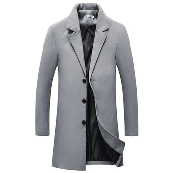 

Men Autumn Winter Jackets Warm Overcoat Slim Fit Thicken Long