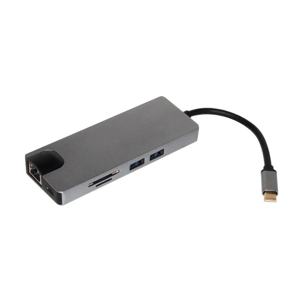 8 в 1 type C-2USB SD Micro SD LAN VGA HDMI USBC адаптер концентратор Расширение PD зарядная док-станция 1000 Мбит/с Rj45 OTG дисплей