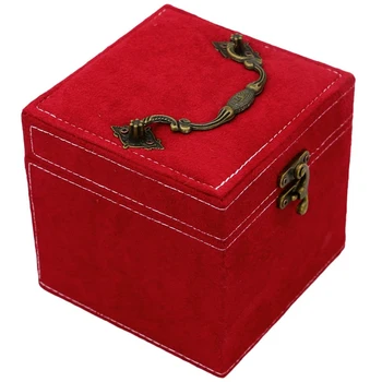 

Retro Jewelry Box Case Storage Organizer Makeup Case with Lock - Red