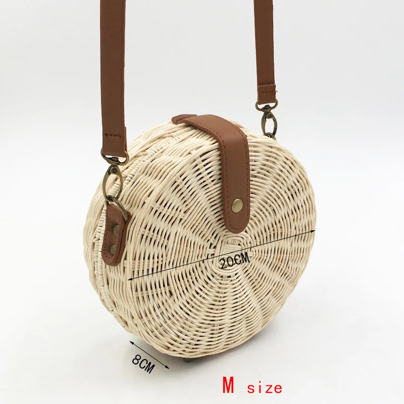 Handmade Round Straw Beach Bag Women Rattan Shoulder Crossbody Bags Bohemian Summer Rattan Weave Female Messenger Bag - Image 3