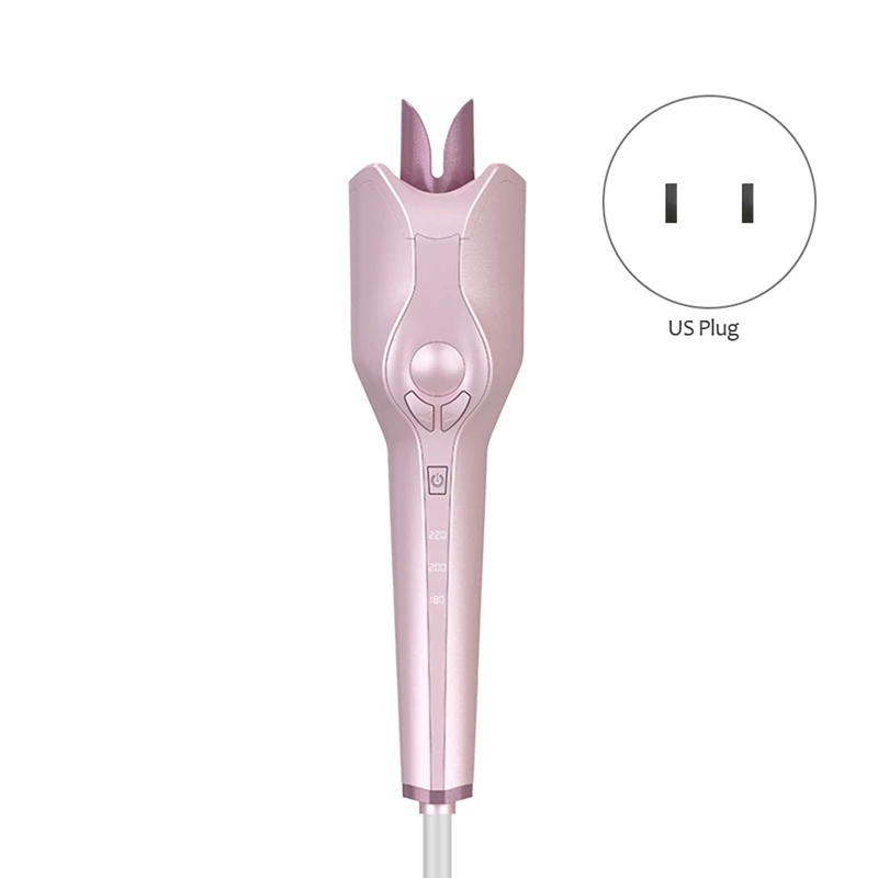 Автоматическая Плойка для завивки воздуха палочка для завивки волос ярко-розовая вращающаяся Волшебная Плойка для завивки волос инструменты для салона авто щипцы для завивки волос вилка США