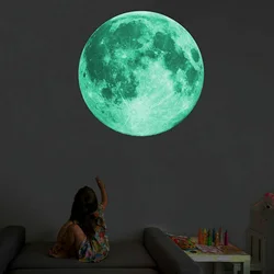 Autocollants muraux de la terre de la lune en 3D, luisant dans la nuit, pour chambres d'enfants, 8/12/20/30cm, DIY bricolage 