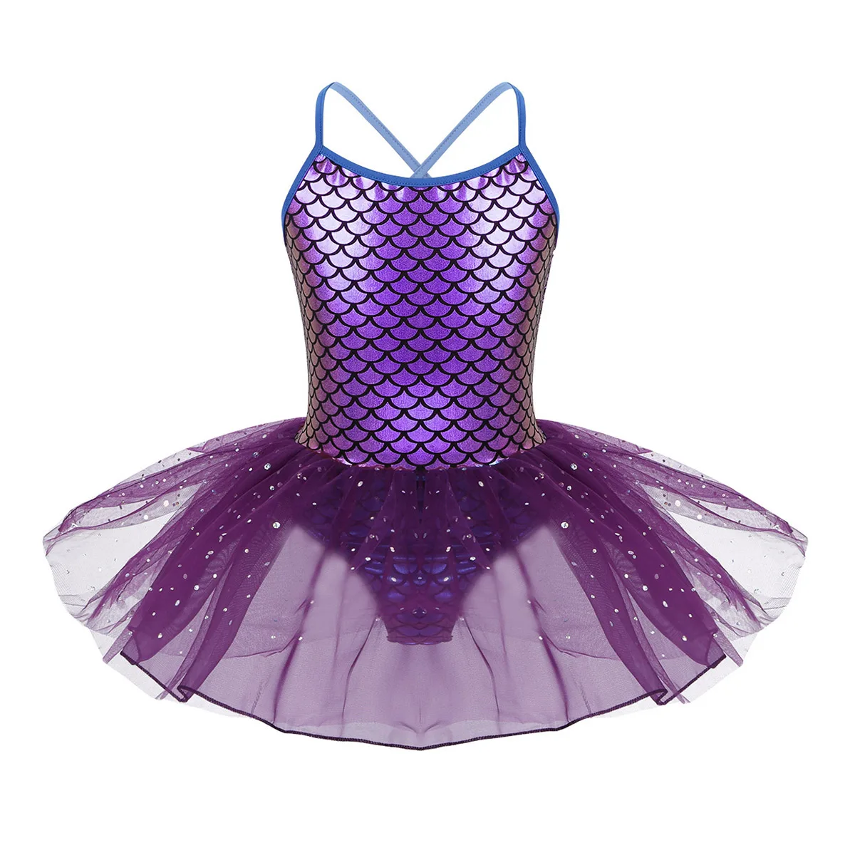 Kids Girls Ballerina Fairy Prom Party Costume Kids Sequined Mermaid Dance Dress Dancewear Gymnastic Leotard Ballet Tutu Dress