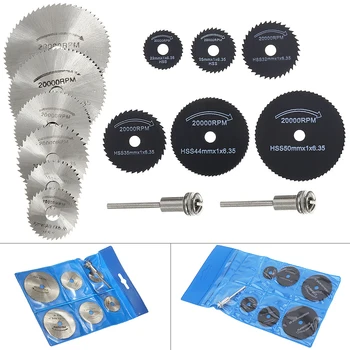 

14pcs/set HSS Circular Saw Blade Cutting Disc Rotary Wheel Wood Metal Cutter Disk Power Tool Kit with Shank Drill Mandrel