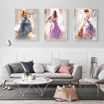 

Modern Abstract Portrait Posters and Prints Canvas Painting The Violin Player Wall Art Cuadros Pictures for Living Room Decor