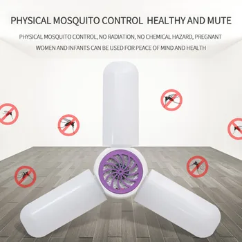 

180 LED E27 Mosquito Killer Ceiling Lamp Three-Blade Home Workshop Folding Light No Radiation Insect Killer Flies Trap Lamp