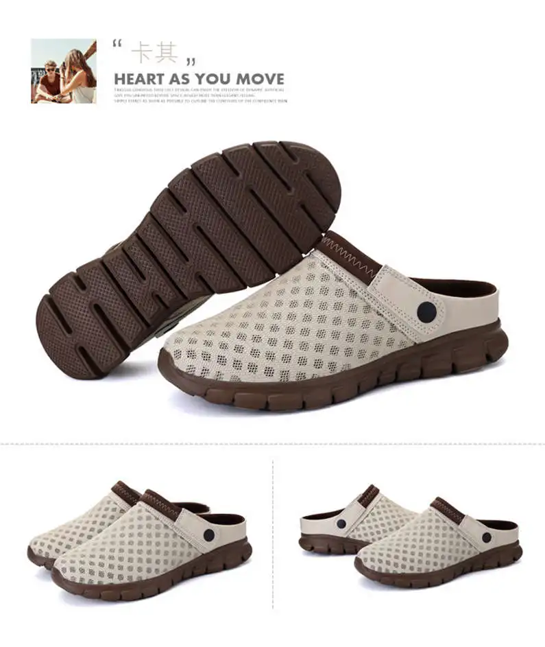 Comfort Men Shoes Casual Big Size Men's Home Slippers Fashion Mesh Soft Summer Sandals Crock Fishing Quick-drying Man Slipper B1