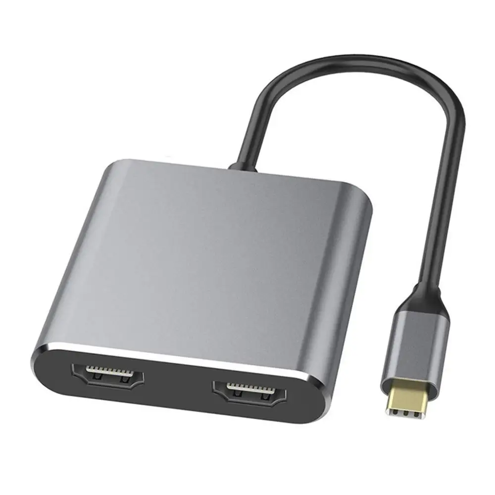 HDMI type C адаптер 4K C на Двойной HDMI USB 3,0 кабель зарядки порт конвертер для MacBook для samsung Dex Galaxy S10/S9 - Цвет: Black