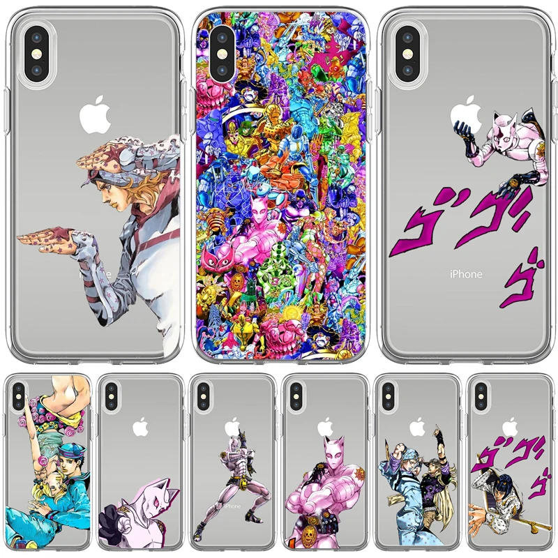 Jojo 39 s aventura bizarra anime japonês caso de telefone para iphone 12 11 pro max x xr xs 8 7 6 plus mini se2020 suave fundas coque